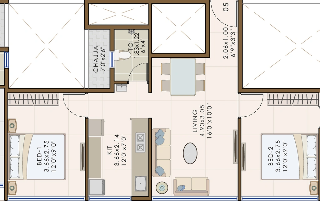 2 BHK Flat in Vishv Eleanor in Nerul, Navi Mumbai - Image 811666