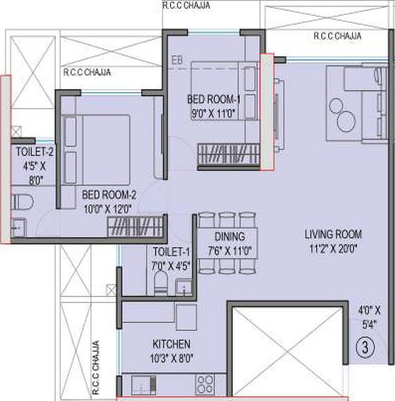 2 BHK Flat in Gami Terra in Sanpada, Navi Mumbai - Image 811965