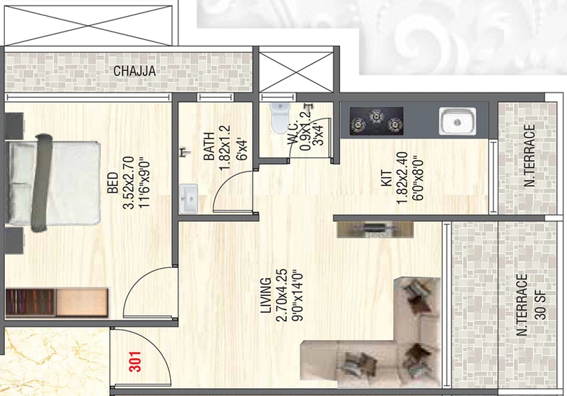 1 BHK Flat in GRK Sharada Residency in Ulwe, Navi Mumbai - Image 813332