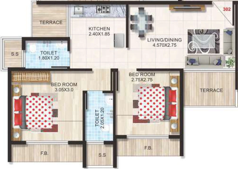 2 BHK Flat in Reddys Jewel in Ulwe, Navi Mumbai - Image 810753