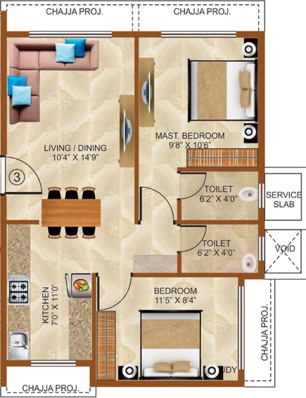 2 BHK Flat in Vaastu Adarsh in Ulwe, Navi Mumbai - Image 810803