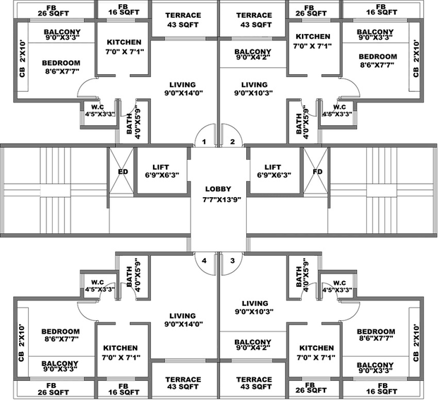 Floor Plan of Kaamdhenu Celestia in Dronagiri, Navi Mumbai - Image 155746