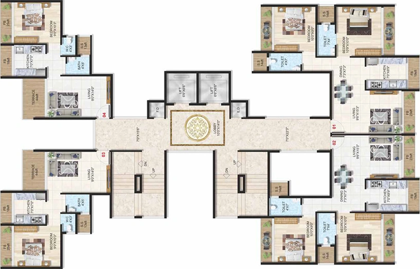Floor Plan of Infinity Elite in Dronagiri, Navi Mumbai - Image 158403