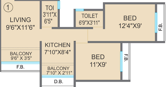 2 BHK Flat in Agarwal Paramount in Virar West, Palghar - Image 433824