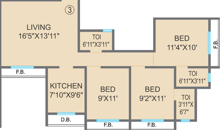 3 BHK Flat in Agarwal Paramount in Virar West, Palghar - Image 433826