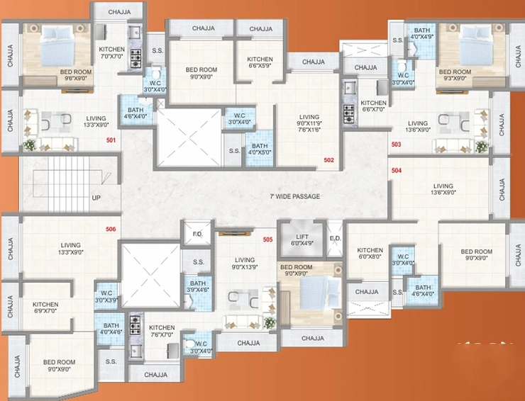 Floor Plan of Shreeji SM Royal Avenue in Taloja, Navi Mumbai - Image 149736