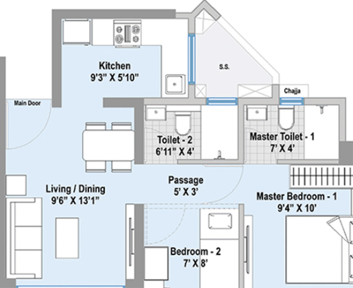 1 BHK Flat in Raheja Lunaris in Juinagar, Navi Mumbai - Image 813646