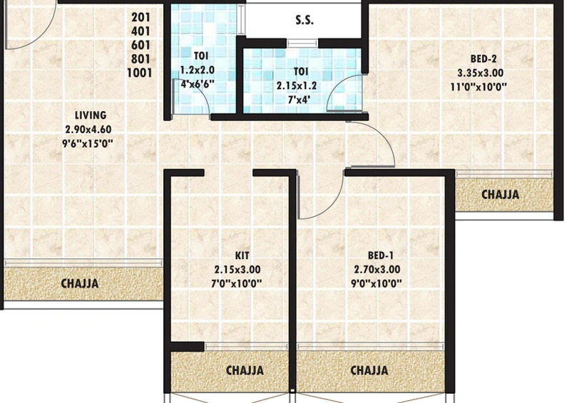 2 BHK Flat in Neelkanth Majestic in Ulwe, Navi Mumbai - Image 465102