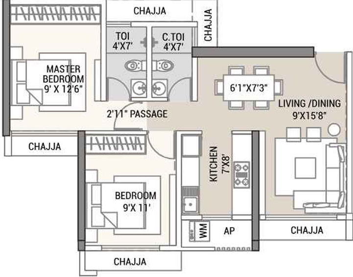 2 BHK Flat in Tricity Aura in Kalamboli, Navi Mumbai - Image 810502