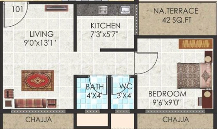 1 BHK Flat in Amber Silver Oak in Ulwe, Navi Mumbai - Image 810406