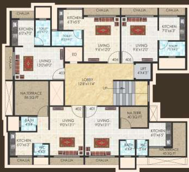 Floor Plan of Amber Silver Oak in Ulwe, Navi Mumbai - Image 150760