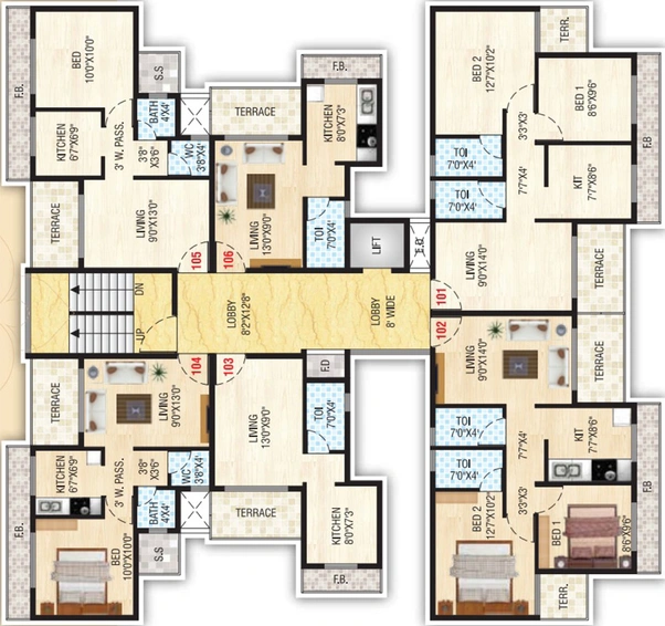 Floor Plan of Kaveri Ramrai Kunj in Taloja, Navi Mumbai - Image 149684