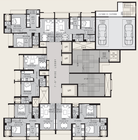 Floor Plan of Dhanalaxmi The Grand in Vikhroli East, Mumbai - Image 95423