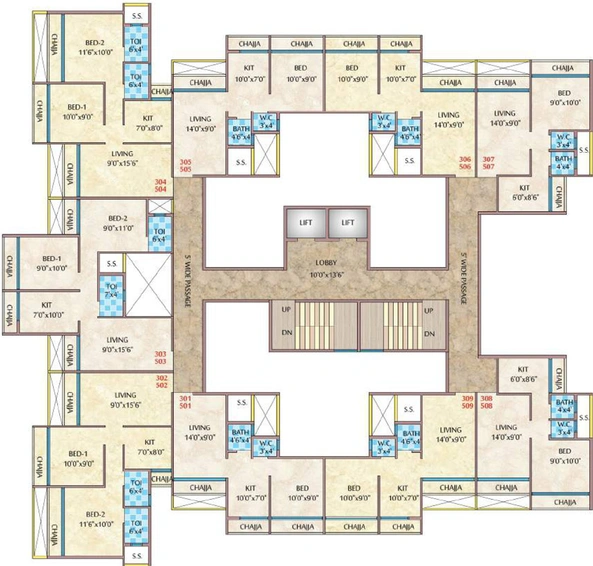 Floor Plan of Bhaveshwar Belleza in Karanjade, Navi Mumbai - Image 150783
