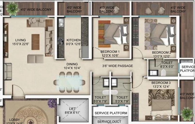 3 BHK Flat in Regency Palms in Nerul, Navi Mumbai - Image 811672