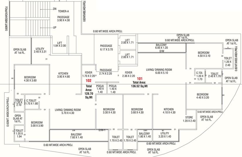 Floor Plan of W The Prime Trinity in Harni, Vadodara - Image 95353