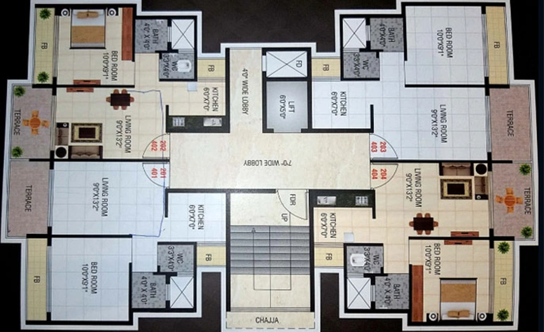 Floor Plan of Sairama Apartment 20 in Panvel, Navi Mumbai - Image 159717