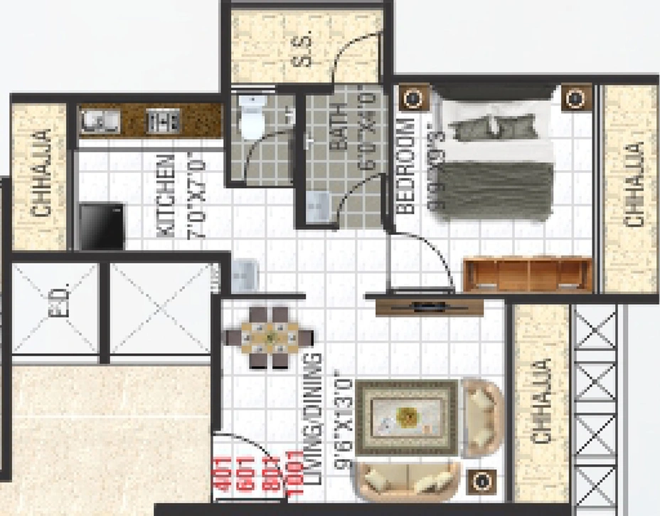 1 BHK Flat in Shiv Empire in Ulwe, Navi Mumbai - Image 810063
