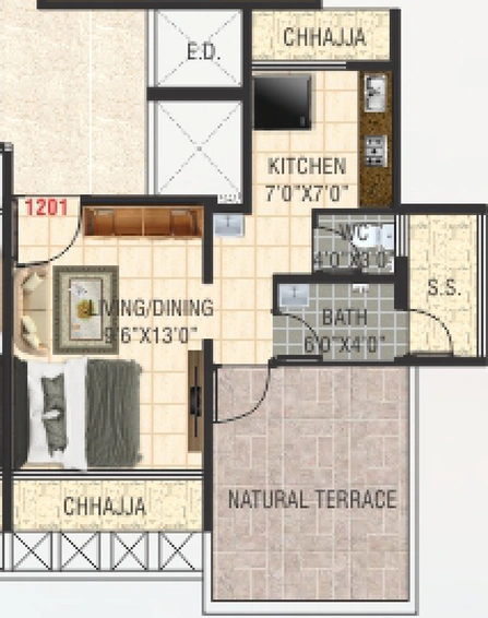 1 RK Flat in Shiv Empire in Ulwe, Navi Mumbai - Image 810060