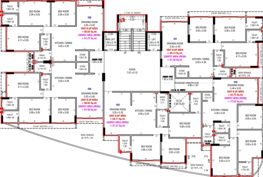 Floor Plan of Vinayak Embassy in Shilaj, Ahmedabad - Image 96804