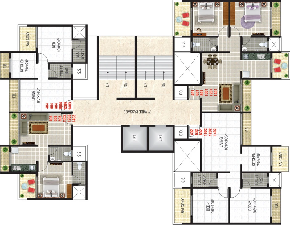 Floor Plan of Shrey Sky Copper in Dronagiri, Navi Mumbai - Image 149872