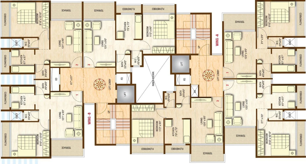 Floor Plan of SD Sarovar Apartments in Dronagiri, Navi Mumbai - Image 149690