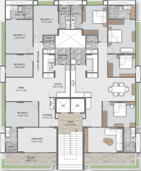 Floor Plan of Araiya Aikya Two in Ellisbridge, Ahmedabad - Image 96813