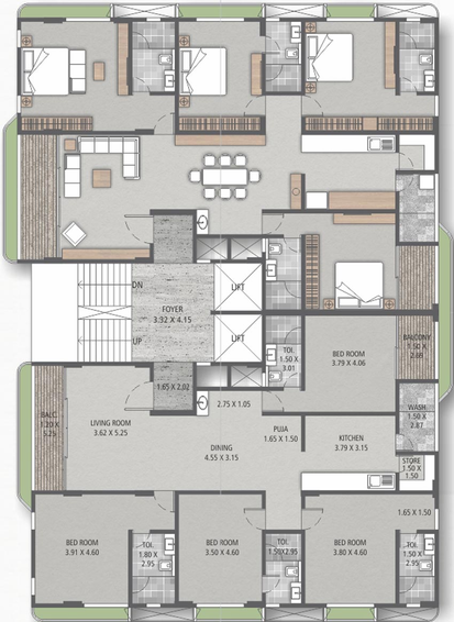 Floor Plan of Araiya Aikya Three in Paldi, Ahmedabad - Image 96824