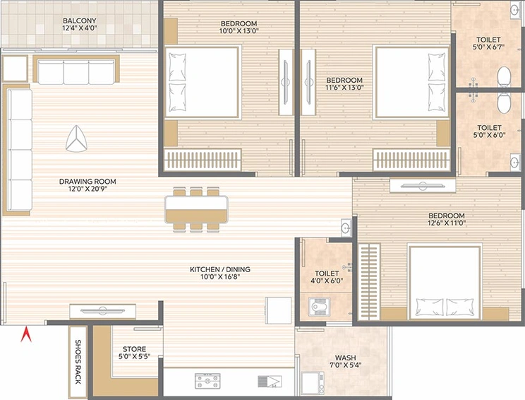 3 BHK Flat in Ganesh Heritage in Nava Naroda, Ahmedabad - Image 822833