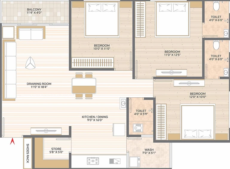 3 BHK Flat in Ganesh Heritage in Nava Naroda, Ahmedabad - Image 822832
