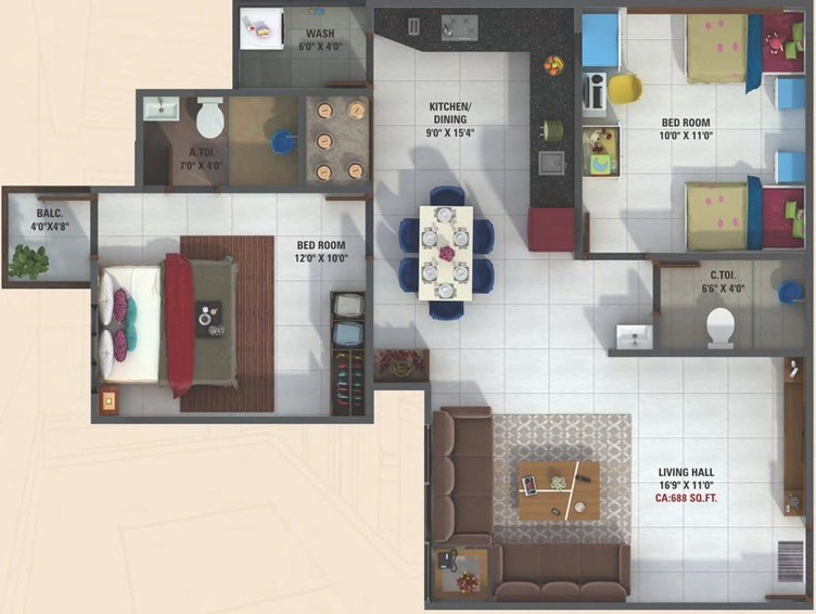 2 BHK Flat in Shiv Digja in Pal, Surat - Image 670958