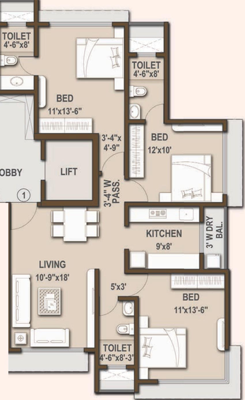 3 BHK Flat in SKG Mumbadevi CHS in Chembur East, Mumbai - Image 670972