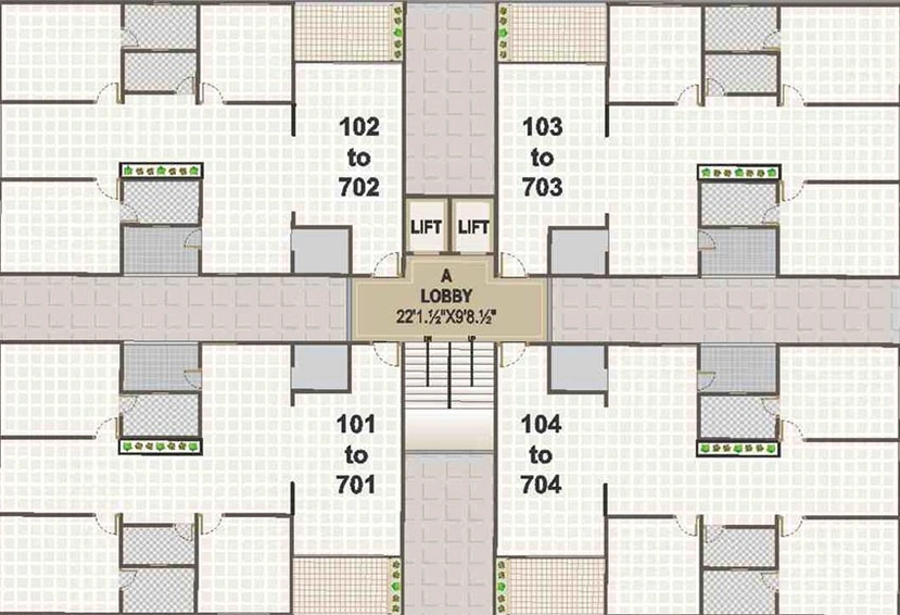Floor Plan of Siddheshwar Highland Residency in Nana Chiloda, Ahmedabad - Image 192121