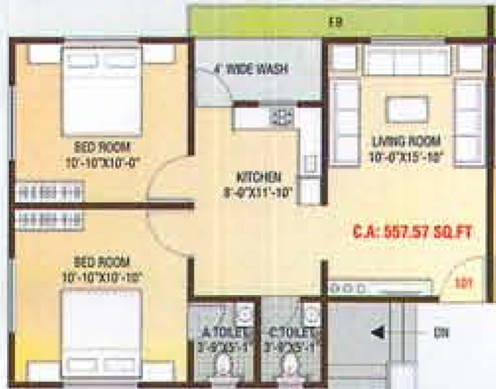 2 BHK Flat in Tulsi Residency in Mota Varachha, Surat - Image 671264