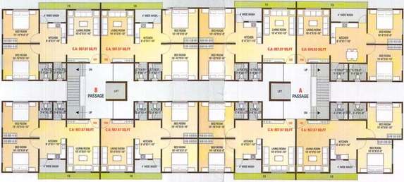 Floor Plan of Tulsi Residency in Mota Varachha, Surat - Image 95547