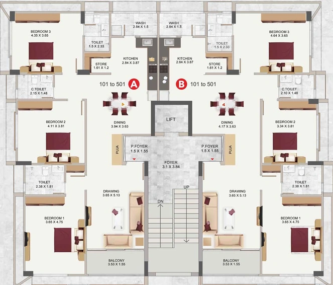 Floor Plan of Abyss Ample Elysium 2 in New Maninagar, Ahmedabad - Image 95557