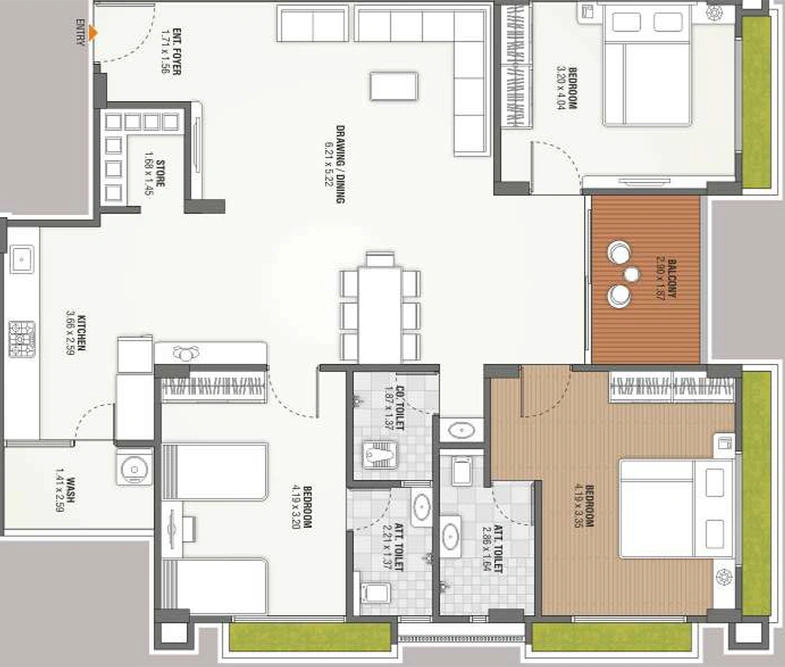3 BHK Flat in Shree Sunshine Fortune in Randesan, Gandhinagar - Image 822316