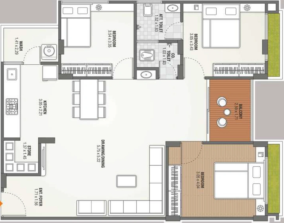 3 BHK Flat in Shree Sunshine Fortune in Randesan, Gandhinagar - Image 822317