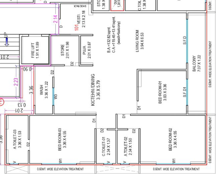 3 BHK Flat in Real Home Antriksh in Althan, Surat - Image 671895