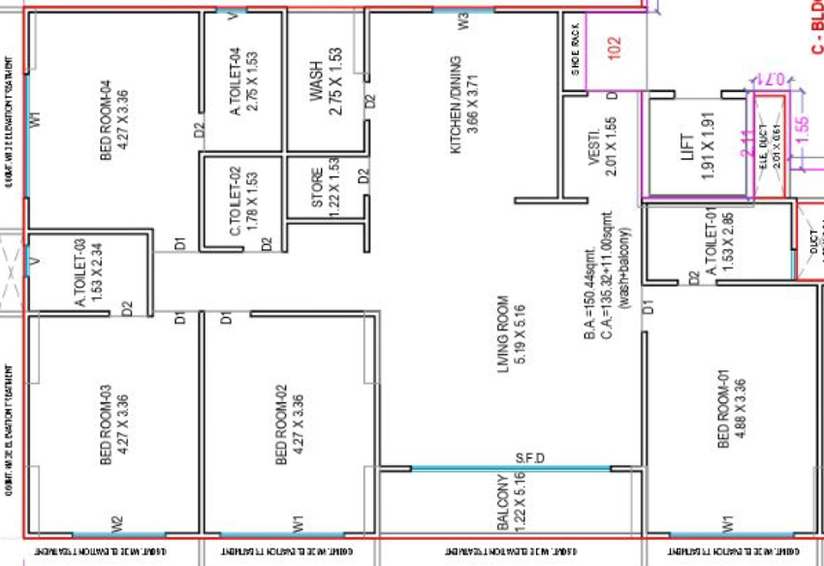 4 BHK Flat in Real Home Antriksh in Althan, Surat - Image 671897