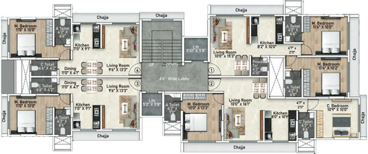 Floor Plan of Aadhunik Pearl in Borivali East, Mumbai - Image 95860