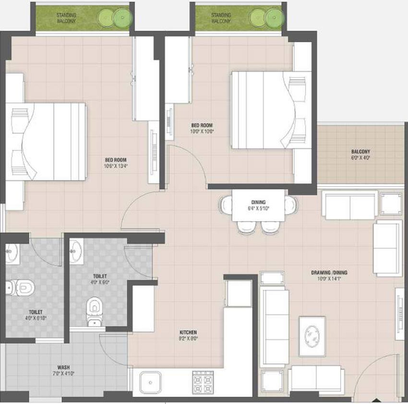2 BHK Flat in Ratna Mohan Happy Heights in Ghuma, Ahmedabad - Image 678059