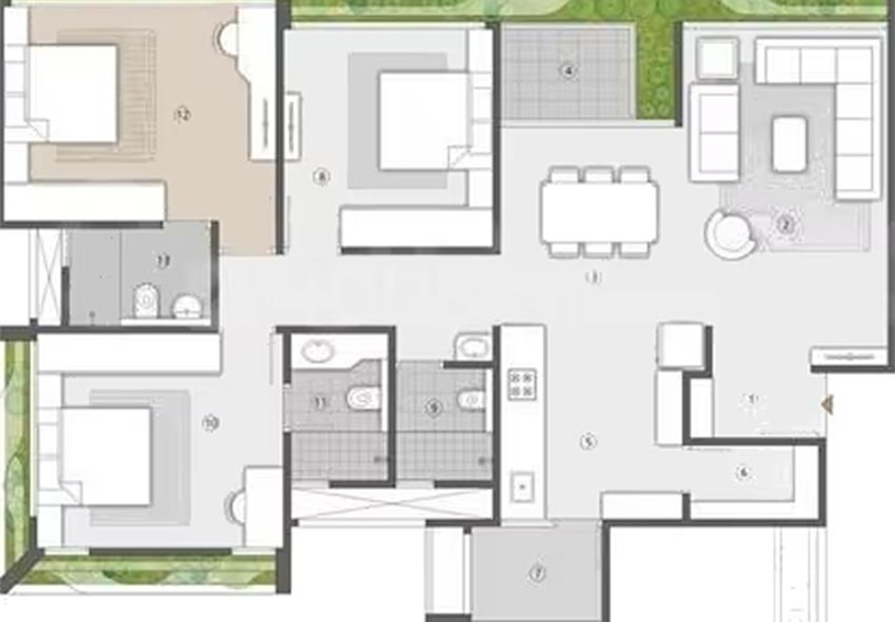 3 BHK Flat in Landmark Living in Randesan, Gandhinagar - Image 816156