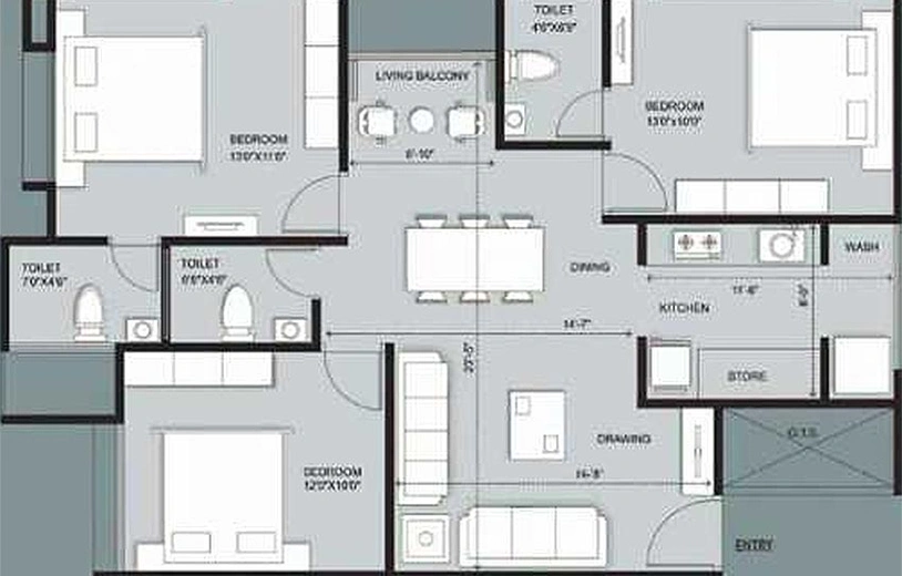 3 BHK Flat in Swagat Echo in Sargasan, Gandhinagar - Image 816827