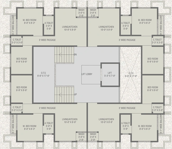 Floor Plan of Rytham Atulkumar Aries Flat in Atladara, Vadodara - Image 96171