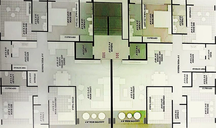 Floor Plan of Shree Ganesh Liviano Heights in Uttran, Surat - Image 175599