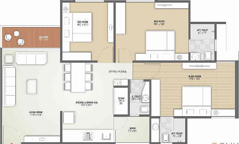 3 BHK Flat in Pramukh Abode in Sargasan, Gandhinagar - Image 810293