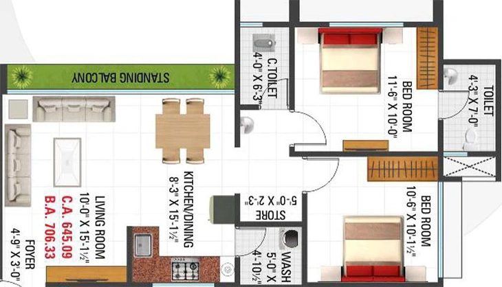 2 BHK Flat in Rajgreen The Bluebell in Mota Varachha, Surat - Image 819777