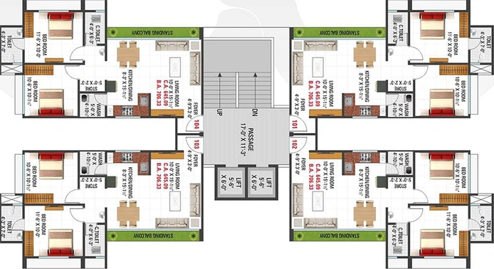 Floor Plan of Rajgreen The Bluebell in Mota Varachha, Surat - Image 180098