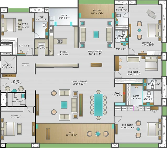 5 BHK Flat in D and M Elysium Avenue in Piplod, Surat - Image 817996
